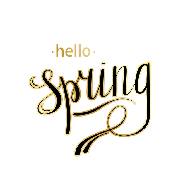 Hello Spring abstract background. Design element with green leaves - Wektor, obraz