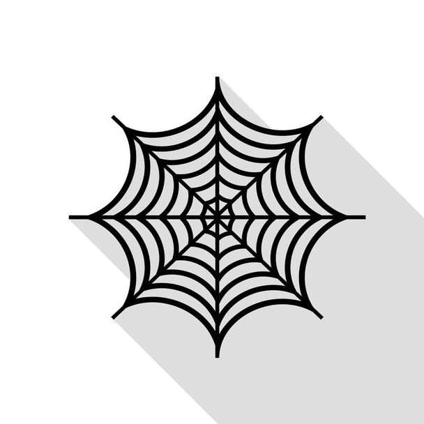 Spinne auf Web-Illustration. schwarzes Symbol mit flachem Schattenpfad. - Vektor, Bild