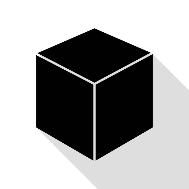 Cube sign illustration. Black icon with flat style shadow path. - Vector, Image