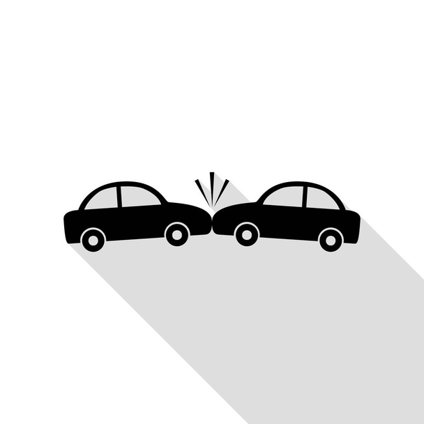 Crashed Cars sign. Black icon with flat style shadow path. - Vector, Image