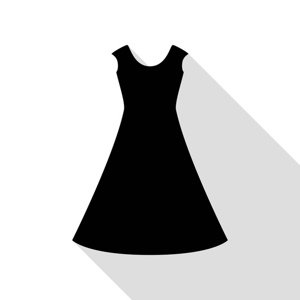 hermoso signo de vestido largo icono negro con camino de sombra de estilo plano
. - Vector, imagen