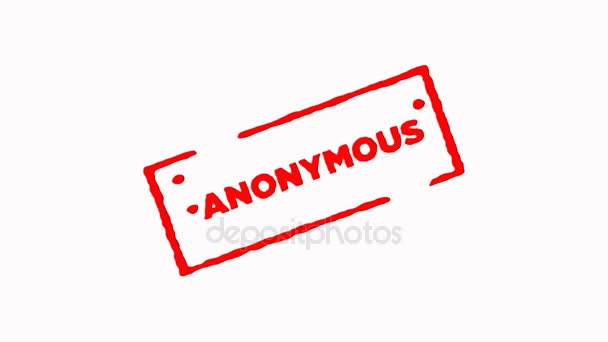 Anonymous kırmızı mürekkep damgası yakınlaştırmak ve uzaklaştırmak beyaz arka planda (4 k ile imzaladı)  - Video, Çekim