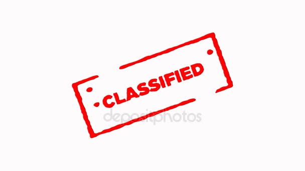 Classified signed with red ink stamp zoom in and zoom out on white background (4K)  - Footage, Video