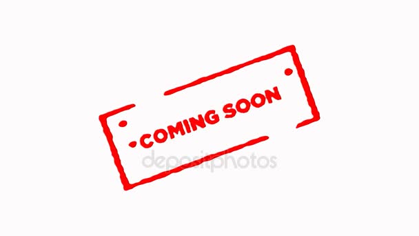Coming soon signed with red ink stamp zoom in and zoom out on white background (4K)  - Footage, Video