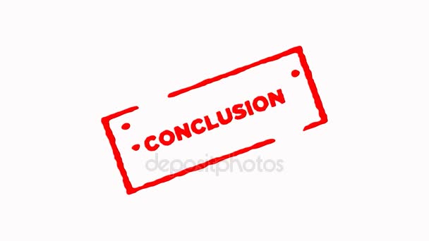 Conclusion signed with red ink stamp zoom in and zoom out on white background (4K)  - Footage, Video