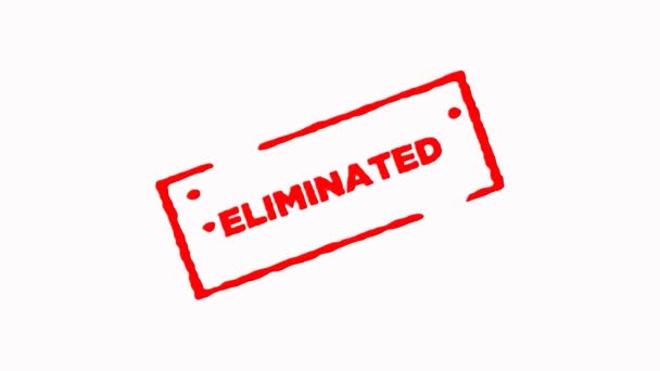 Eliminated signed with red ink stamp zoom in and zoom out on white background (4K)  - Footage, Video