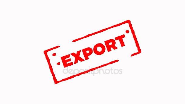 Export podpisał kontrakt z tusz czerwony znaczek Powiększ i Pomniejsz na białym tle (4k)  - Materiał filmowy, wideo