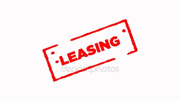 Leasing signed with red ink stamp zoom in and zoom out on white background (4K)  - Footage, Video