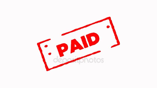 Paid signed with red ink stamp zoom in and zoom out on white background (4K)  - Footage, Video