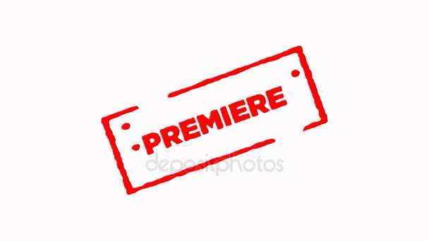 Premiere signed with red ink stamp zoom in and zoom out on white background (4K)  - Footage, Video
