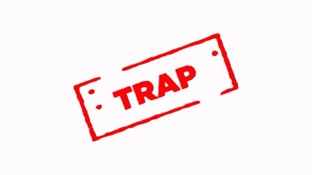 Trappola firmata con timbro inchiostro rosso ingrandisci e ingrandisci su sfondo bianco (4K
)  - Filmati, video