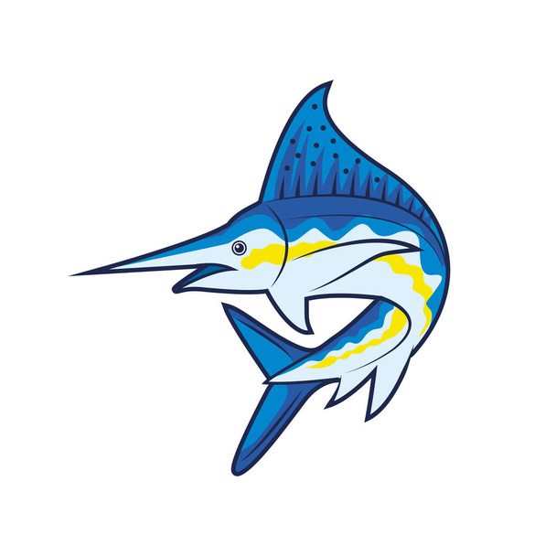 Blauer Marlin Fisch Illustration Design - Vektor, Bild