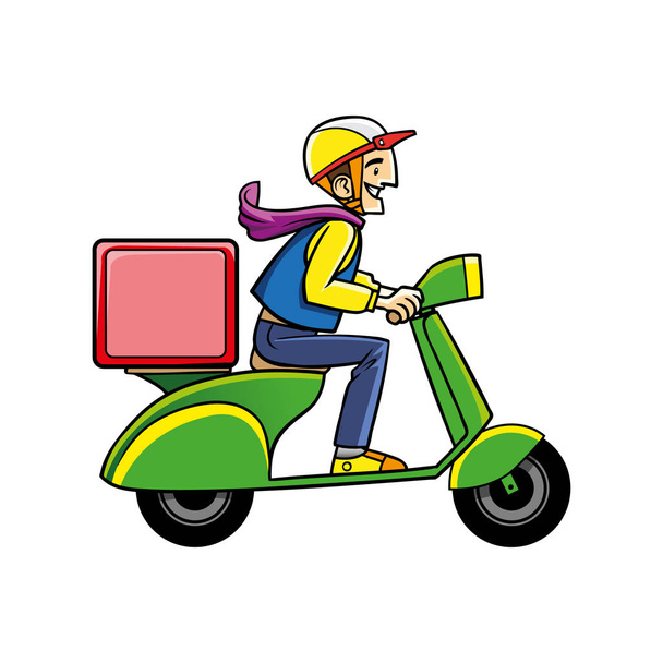 design de ilustração de serviço de entrega de moto
 - Vetor, Imagem