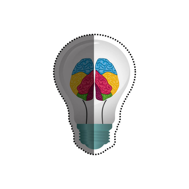 Lamp idee en menselijk brein - Vector, afbeelding