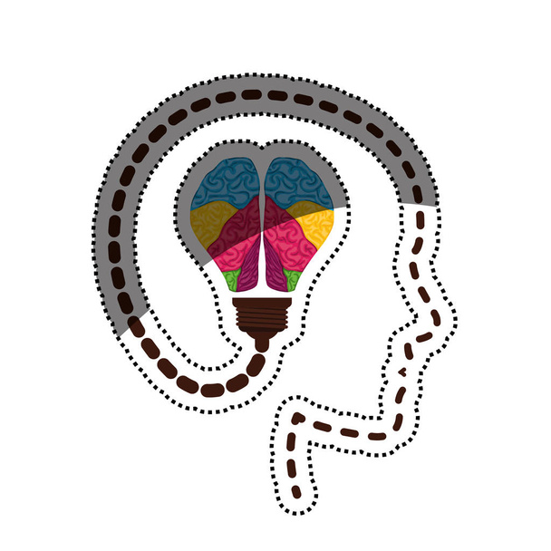Idea de bombilla y cerebro humano
 - Vector, imagen