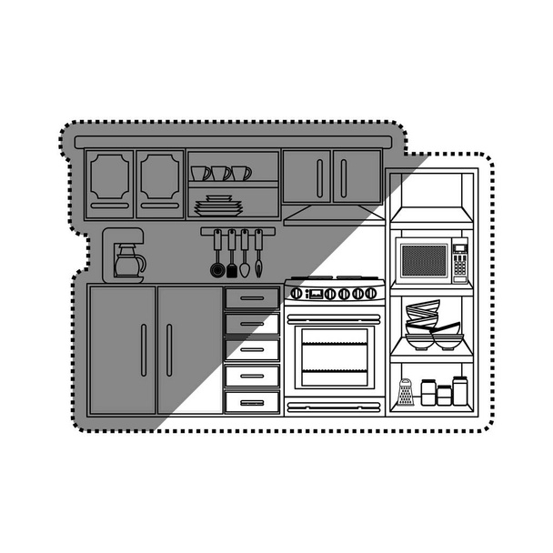 projektowanie wnętrz kuchni - Wektor, obraz