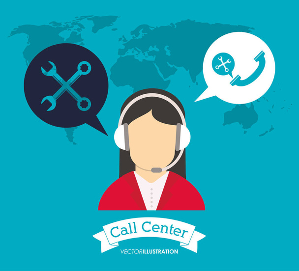 Operatör kulaklık Çağrı Merkezi Dünya desteği - Vektör, Görsel