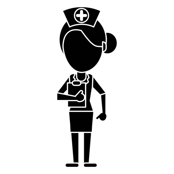 enfermeira trabalho hospital prancheta pictograma
 - Vetor, Imagem
