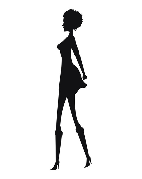 silhouet vrouw mode slim - Vector, afbeelding