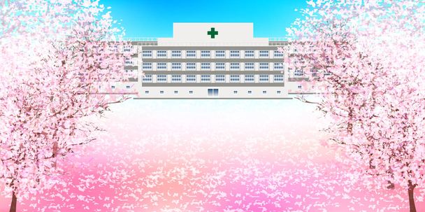 Kirschfrühling Krankenhaus Hintergrund - Vektor, Bild