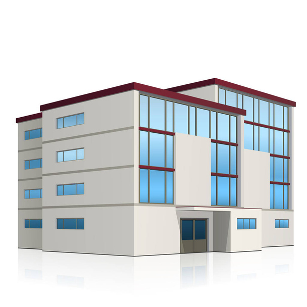 office building with an entrance and reflection - Vector, imagen