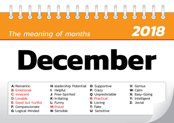 the meaning of months calendar template - Vector, Image