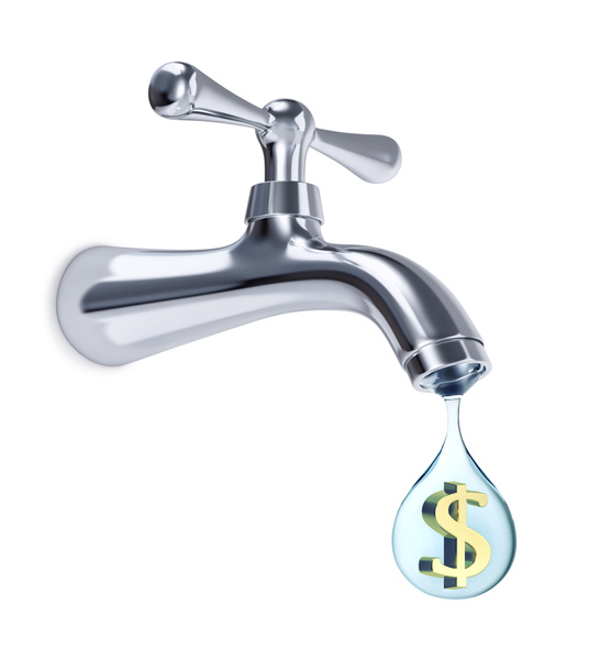 Water tap and drop of water with dollar sign inside - Photo, Image
