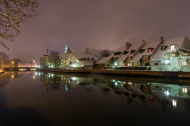 Landshut v zimě v modré hodinu, Landshut v noci - Fotografie, Obrázek