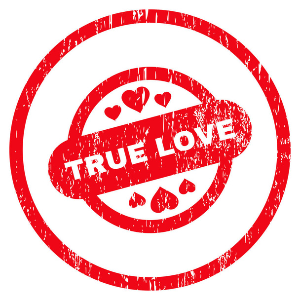 True Love Stamp Seal Rounded Grainy Texture Icon - Vector, Imagen