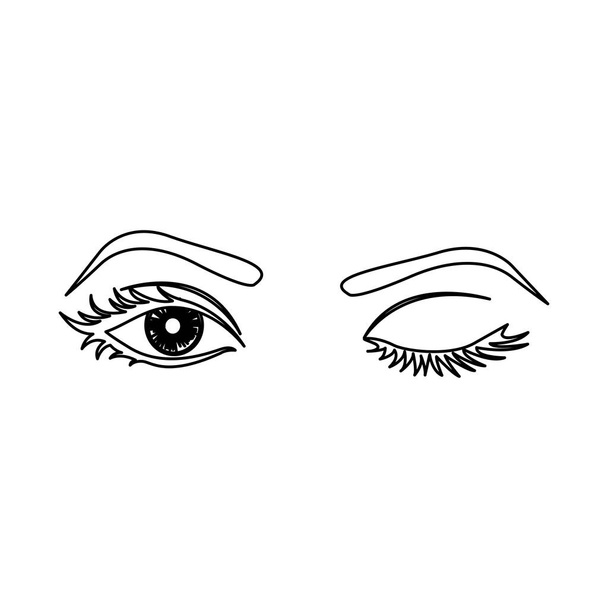 outline winking womans eyes icon - Vector, Image