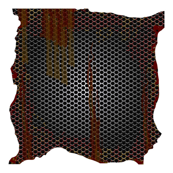 dirty and rusted metallic grill perforated - Vector, Image