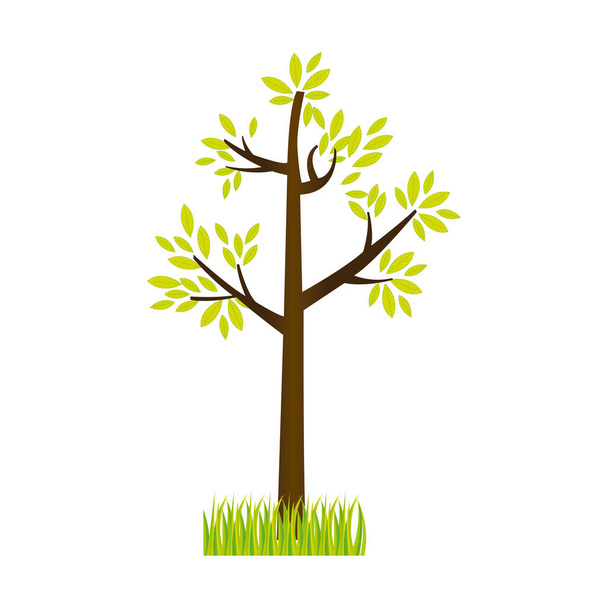 барвисте дерево силуету листя з кущем
 - Вектор, зображення