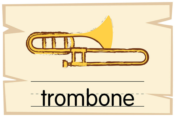 Modelo de Wordcard para trombone
 - Vetor, Imagem