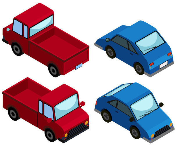 3D-s tervezés teherautók és személygépkocsik - Vektor, kép