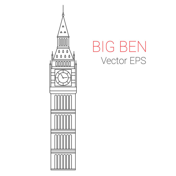 ビッグ ベン タワー、ロンドンのベクター線のアイコン. - ベクター画像