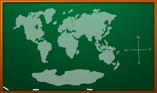 Карта мира на зеленой доске
 - Вектор,изображение