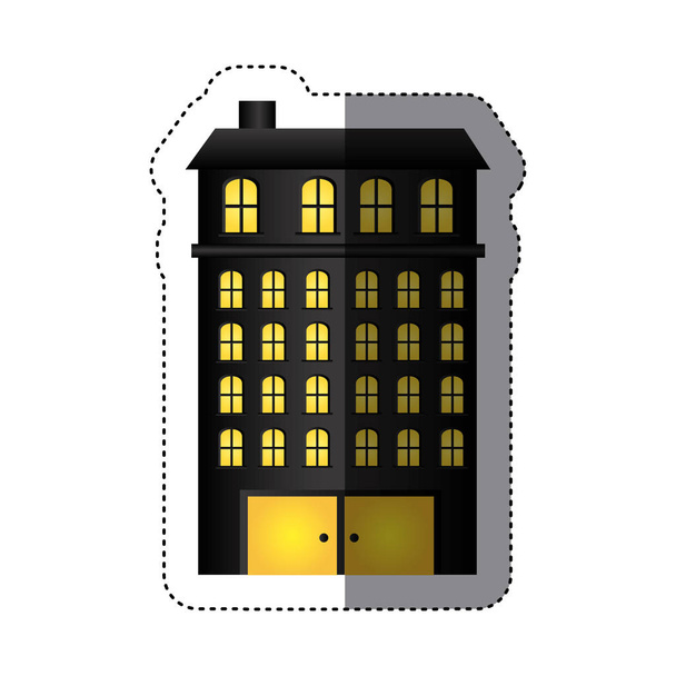 stad gebouwen pictogramafbeelding - Vector, afbeelding