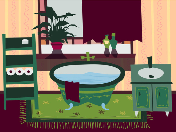 Wpust łazienkowy wnętrza wektor ilustracja kreskówka - Wektor, obraz