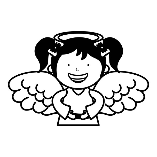 kis lány angyal karakter - Vektor, kép