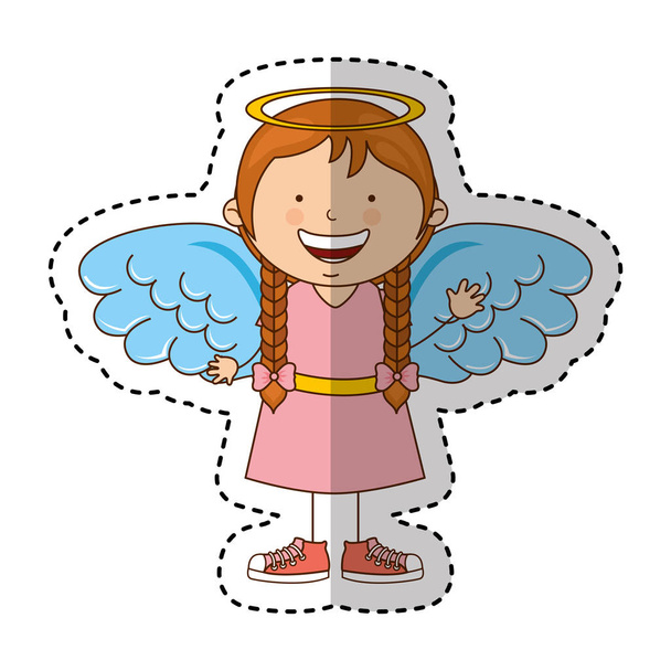 little girl angel character - Wektor, obraz