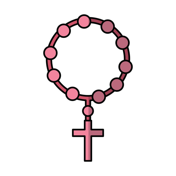 rosary religious isolated icon - Vector, Image