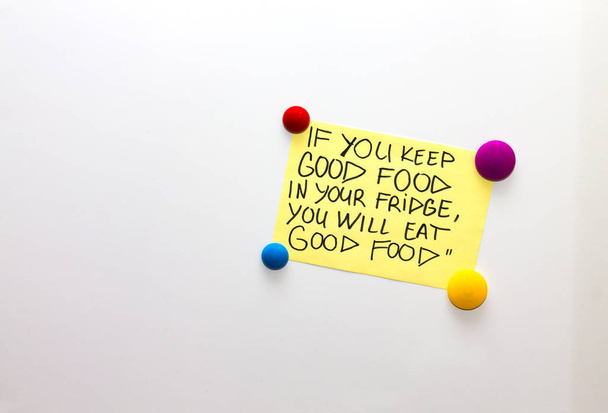 Lednice (chladničky) Poznámka: s citátem o dobré zdravé jídlo - Fotografie, Obrázek