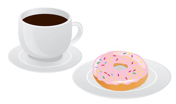 Coffee and donuts - Vector, Imagen