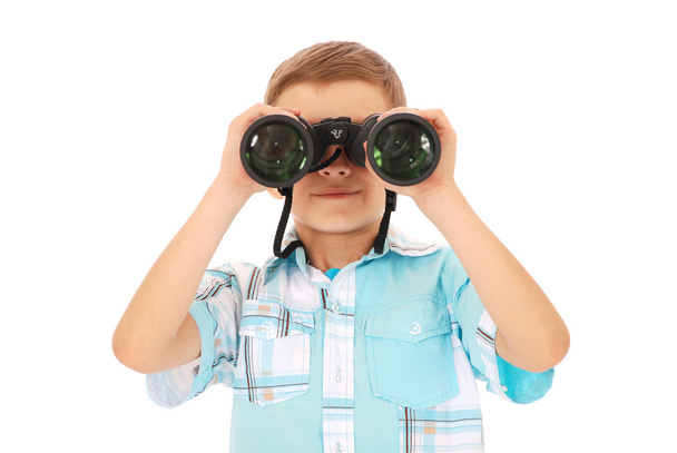 Boy kijken na binocula - Foto, afbeelding