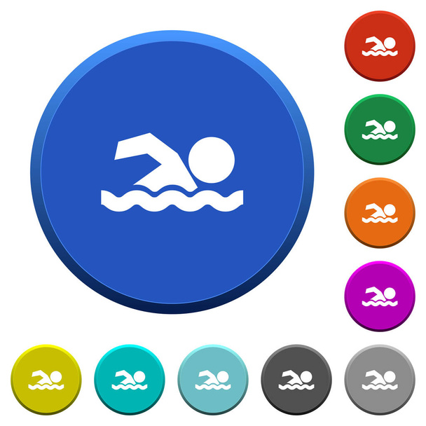 Κολύμπι άνθρωπος λοξότμητη κουμπιά - Διάνυσμα, εικόνα