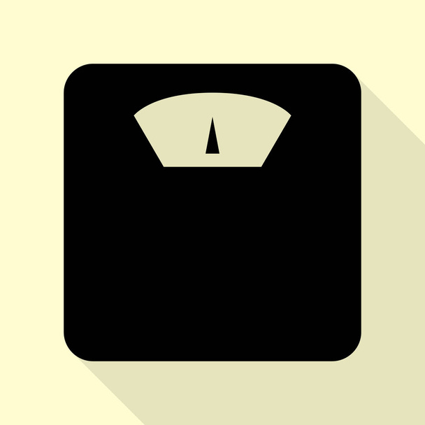 Koupelna měřítku znamení. Černá ikona s ploché styl stínu cestou na krém pozadí. - Vektor, obrázek