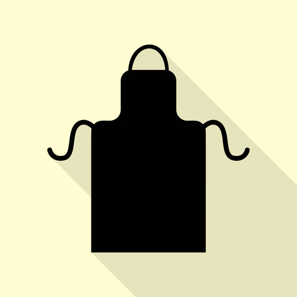 Apron simple sign. Black icon with flat style shadow path on cream background. - Vector, Image