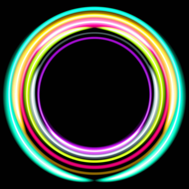 Neon colored rings. Retro disco background. - Vecteur, image