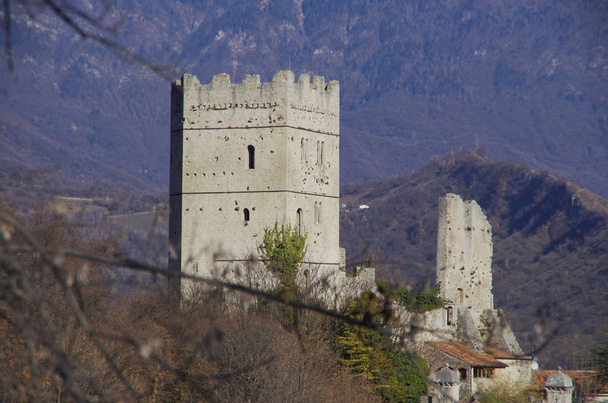 The "Bishop's Castle" towering over the town of Vittorio Veneto - Photo, Image