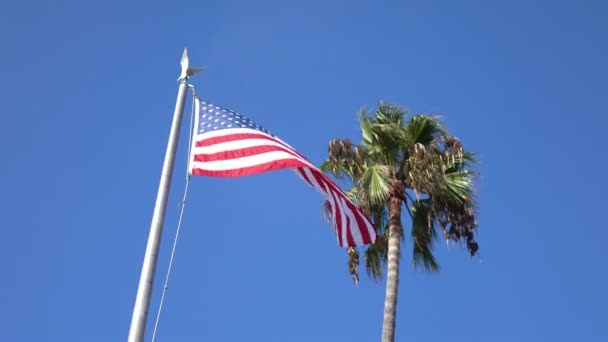 Video 4 k rüzgarda sallayarak Amerika Birleşik Devletleri bayrağı - Video, Çekim